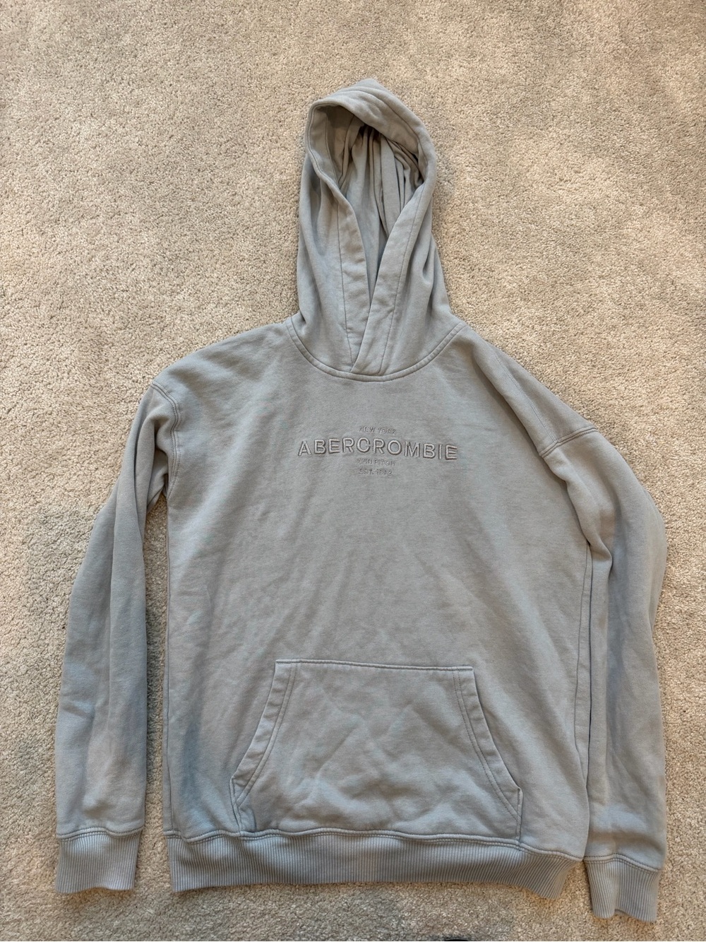 abercrombie kids Light Gray Pullover Hoodie with Embroidered Logo